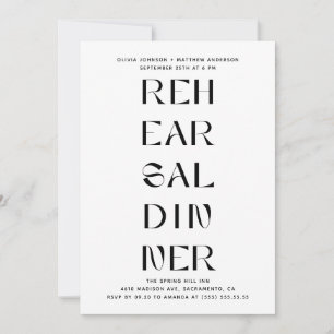 Invitación Cena de Ensayo Moderna Tipografía Editorial