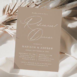 Invitación Cena de Ensayo Moderna y Elegante con Letra Tinta