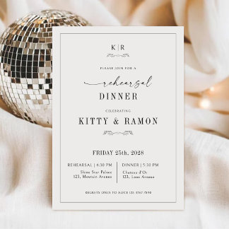 Invitación Cena de Ensayo Monograma | Boda Clásica 