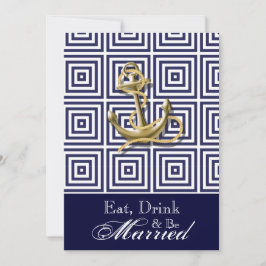 Invitación Cena de ensayo náutico del anclaje del patrón azul