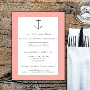 Invitación Cena de ensayo náutico simple Coral