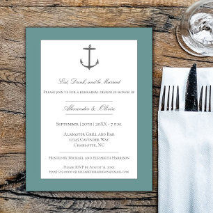 Invitación Cena de ensayo náutico simple VERDE AZULADO