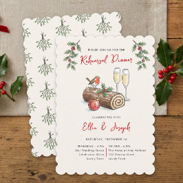 Invitación Cena de Ensayo Navideña con Tronco de Yule Caprich