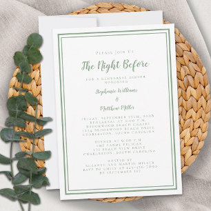 Invitación Cena de Ensayo Noche de Bodas Anterior Verde Sal