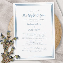 Invitación Cena de Ensayo Noche de Bodas | Azul Polvo