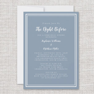 Invitación Cena de Ensayo Noche de Bodas Noche Anterior Azul 