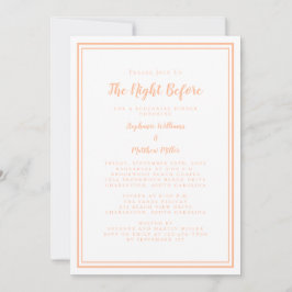 Invitación Cena de Ensayo Noche de Bodas Vispera Melocotón Bl