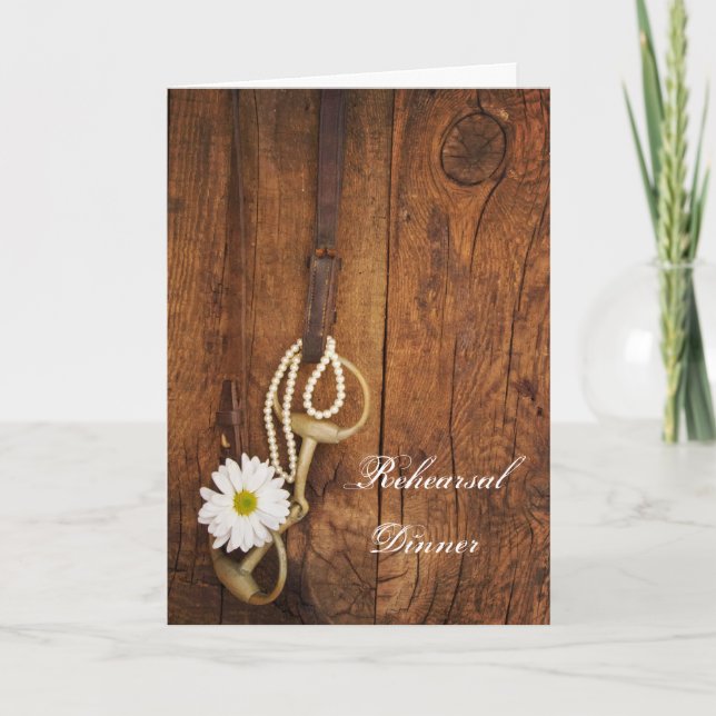 Invitación Cena de ensayo occidental de margarita blanca y de (Anverso)