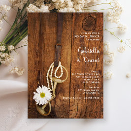 Invitación Cena de ensayo occidental de margarita blanca y de