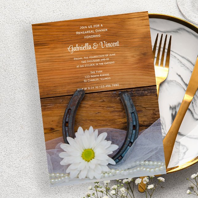 Invitación Cena de ensayo occidental de margarita blanca y he (Subido por el creador)