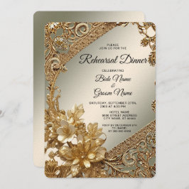 Invitación Cena de ensayo oral ornato de oro moderno