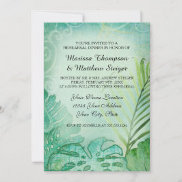 Invitación Cena de ensayo Palm de hoja filodendrina tropical