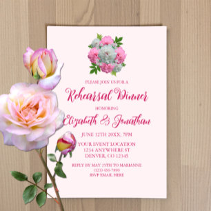 Invitación Cena de ensayo Peony Bouquet
