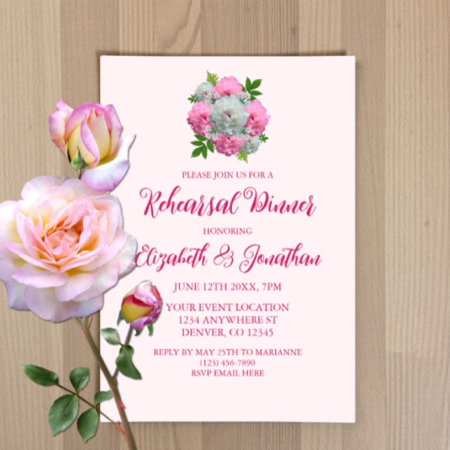 Invitación Cena de ensayo Peony Bouquet (Subido por el creador)