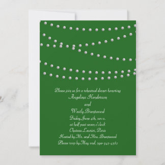 Invitación Cena de Ensayo Perlas Verde Esmeralda