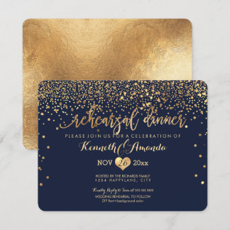 Invitación Cena de ensayo PixDezines/Confetti de oro falso