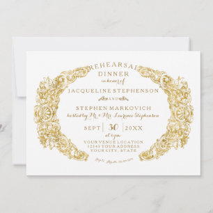 Invitación Cena de ensayo Purpurina Acanthus floral grabado