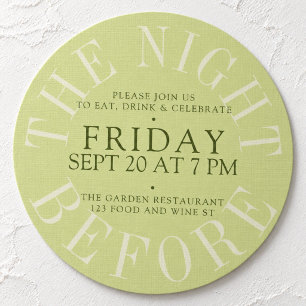 Invitación Cena de Ensayo Redonda Verde Matcha