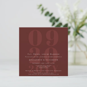 Invitación Cena de ensayo rojo negrita Minimalista de tipo