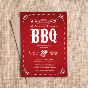Invitación Cena de ensayo rojo ruso BBQ