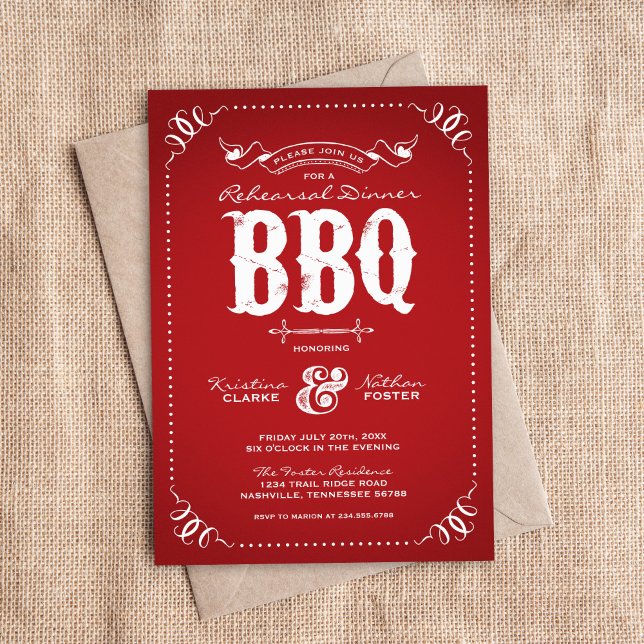 Invitación Cena de ensayo rojo ruso BBQ (Subido por el creador)
