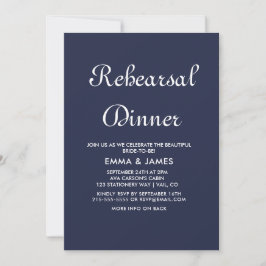 Invitación Cena de Ensayo Romántica de Caligrafía Navy 