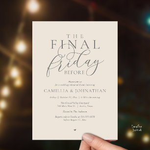 Invitación Cena de ensayo romántico “El último viernes antes”