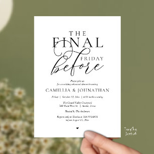 Invitación Cena de ensayo romántico “El último viernes antes”