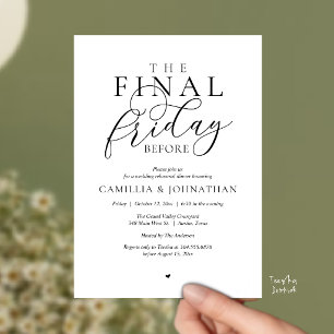 Invitación Cena de ensayo romántico “El último viernes antes”