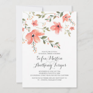 Invitación Cena de ensayo romántico floral acuarela