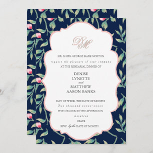 Invitación Cena de ensayo rosa azul y gossamer de noche polar