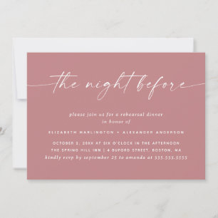 Invitación Cena de Ensayo Rosa Romántico Moderno