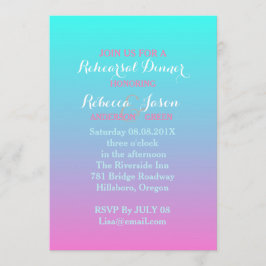 Invitación cena de ensayo rosa turquesa oscura boda