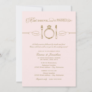 Invitación Cena de ensayo rosado casada