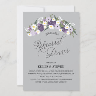 Invitación Cena de ensayo ruidoso floral