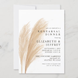 Invitación Cena de ensayo rustica de Earthy Boho Pampas