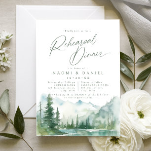 Invitación Cena de Ensayo Rústica del Bosque del Monte Sage