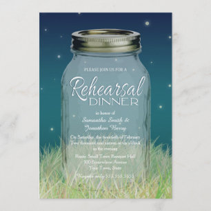 Invitación Cena de ensayo rustica por la noche Mason Jar