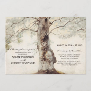 Invitación Cena de ensayo rústico de árbol
