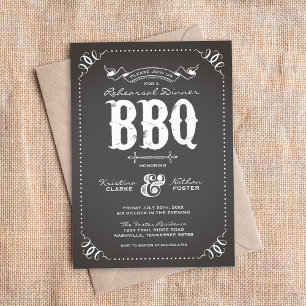 Invitación Cena de ensayo rústico de carbón vegetal BBQ