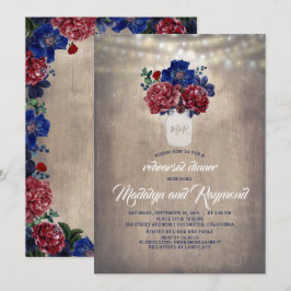 Invitación Cena de ensayo rústico de Mason Jar con flores de 