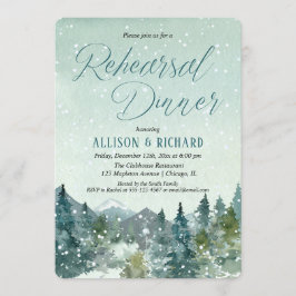 Invitación Cena de ensayo rústico en otoño de nieve invierno 