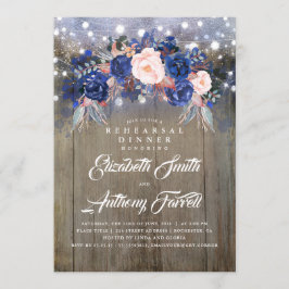 Invitación Cena de ensayo rústico floral de la marina