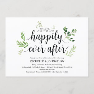 Invitación Cena de ensayo rústico-verde Boda invita