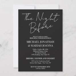 Invitación Cena de ensayo sencilla y elegante la noche anteri