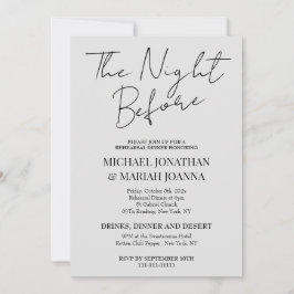Invitación Cena de ensayo sencilla y elegante la noche anteri