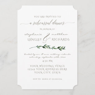 Invitación Cena de ensayo Sencillo Foliage Minimalista Modern