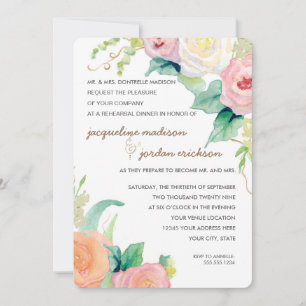 Invitación Cena de ensayo simple acuarela moderna Floral