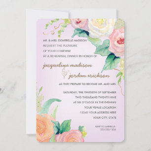 Invitación Cena de ensayo simple acuarela moderna Floral