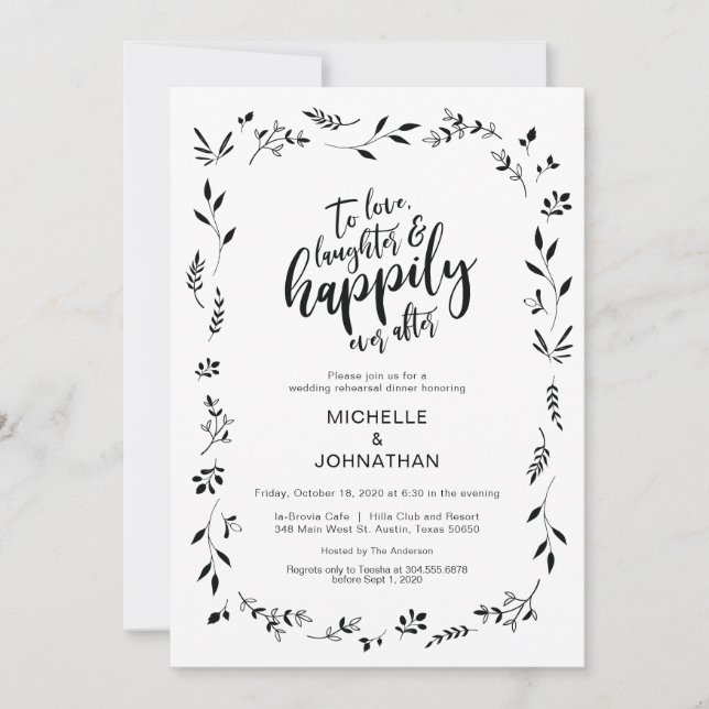 Invitación Cena de ensayo simple Boda floral invita (Anverso)